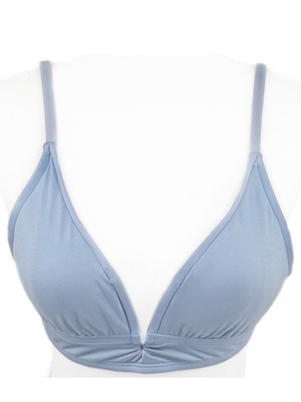 Kona Sol Light Blue Deep Plunging V Wired Halter Tie Padded Pinup Bikini Top S